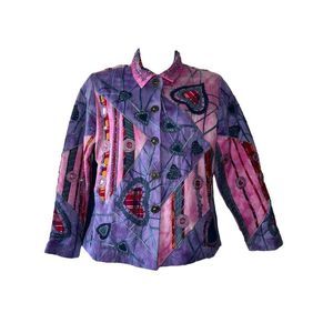 Draper's & Damon's Multicolored Patchwork Heart Themed Vintage Jacket